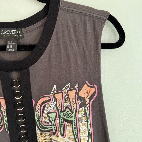 Forever 21 Midnight Vibes Official Graphic Sleeveless Tank Top Gray 3X Plus - Picture 5 of 9